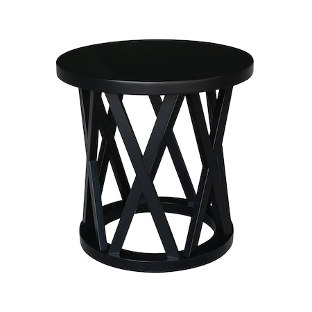 International Concepts Round Ceylon End Table, 24 in W, 24 in L, 24 in H, Wood, Black OT46-46ER